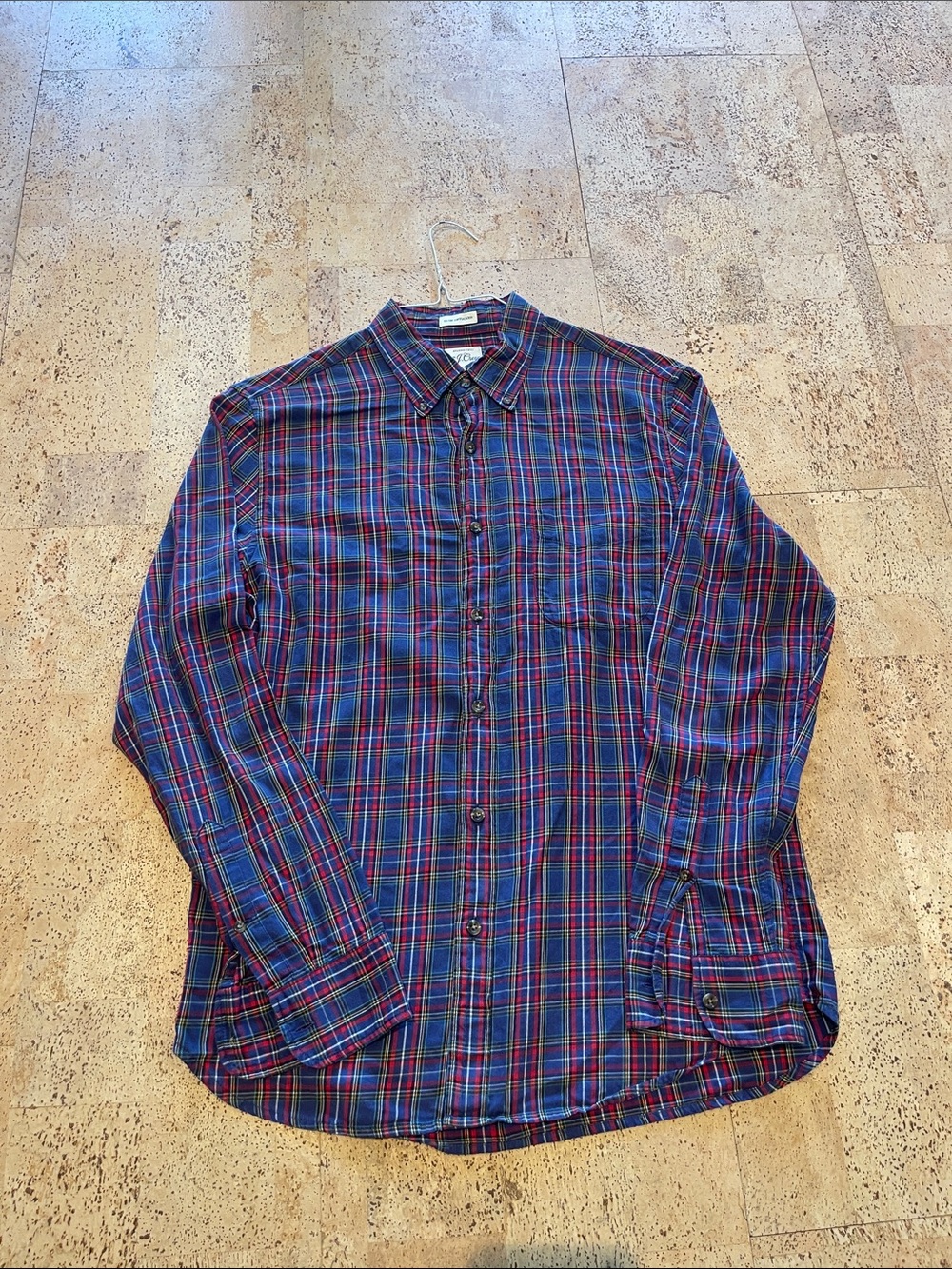 J. Crew Men's Plaid Button-Down Shirt in Blue and Red